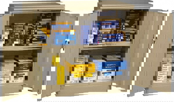 2 Shelf Locking Storage Cabinet